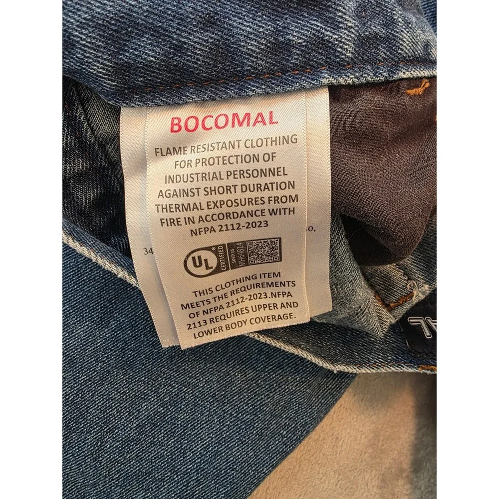 Bocomal FR Work Jeans Mens 36x34 Blue Flame Resistant NFPA 2112 Denim